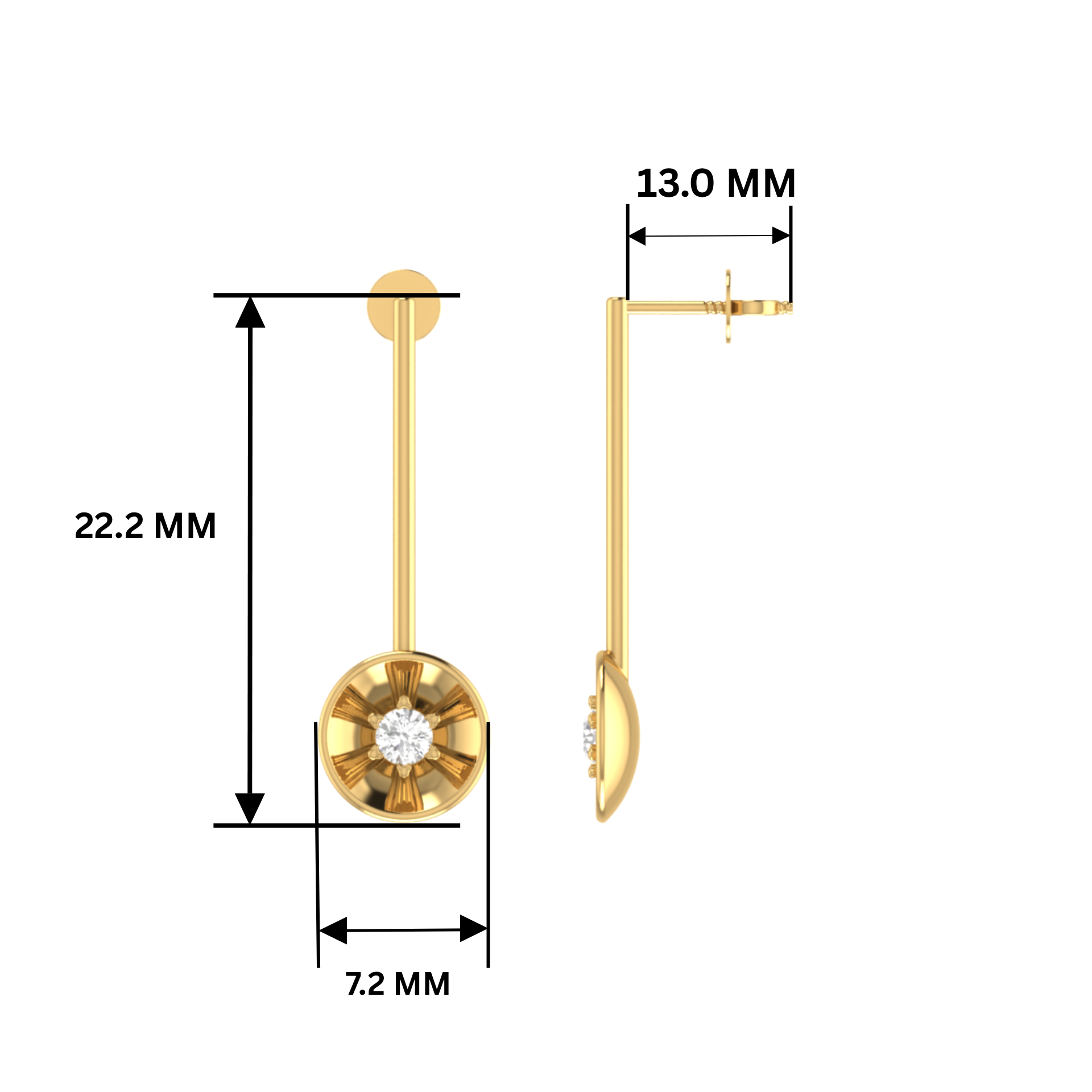 Astral Pillar Gold Plated Lab Grown Diamond Earrings