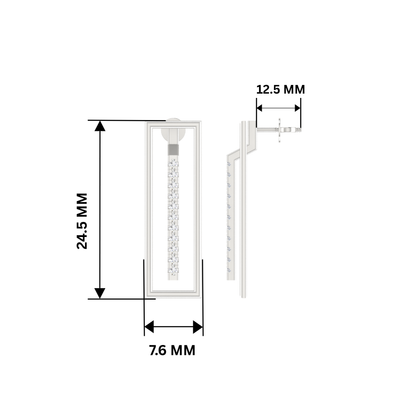 Edge Rectangle Platinum Plated Lab Grown Diamond Earrings