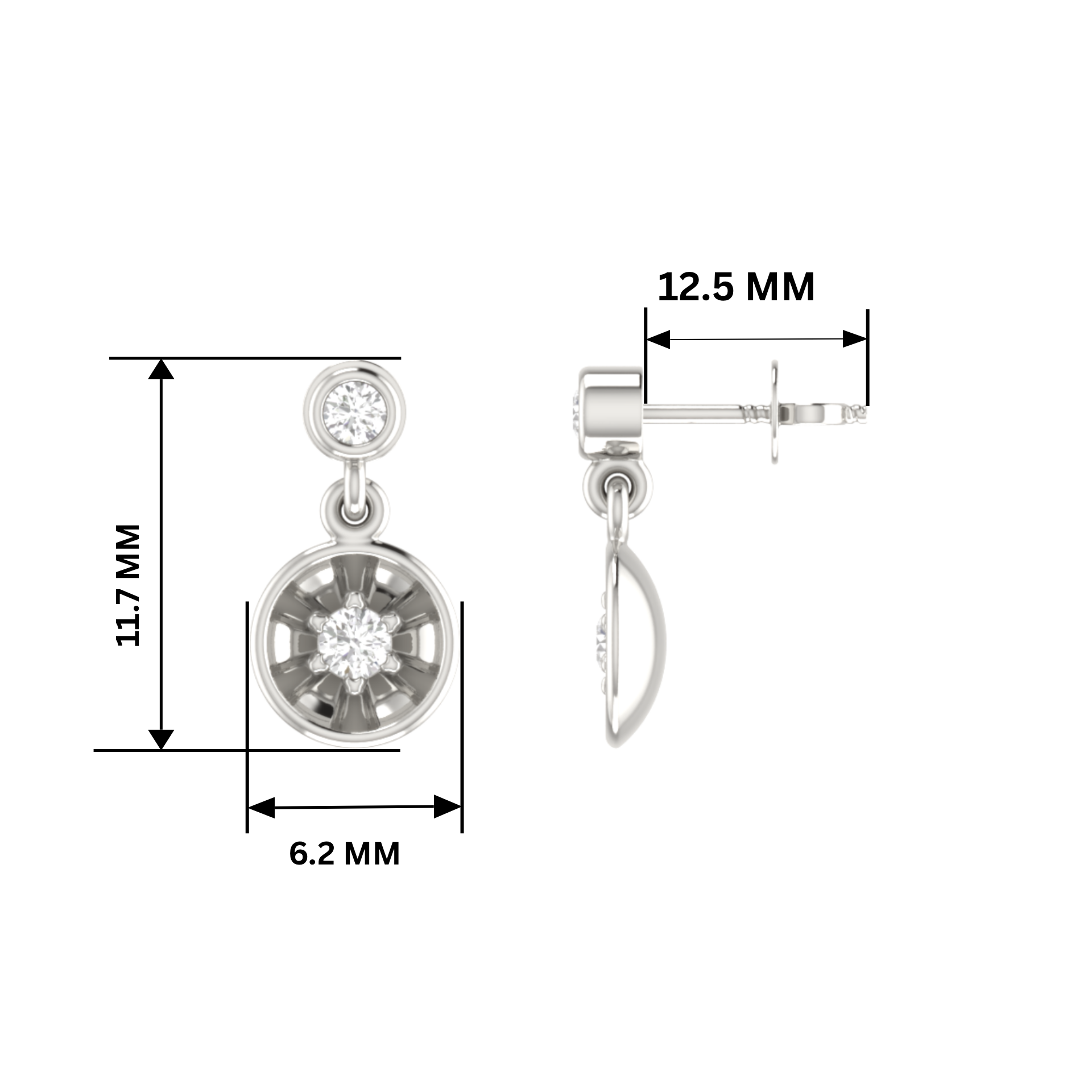 Turbine Platinum Plated Lab Grown Diamond Earrings