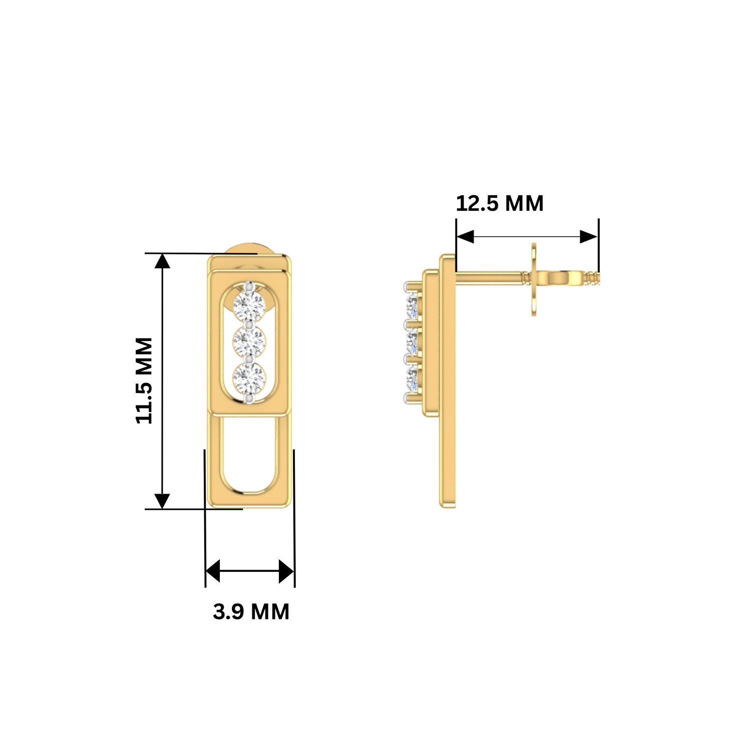 Monolith Luxe Gold Plated Lab Grown Diamond Earrings