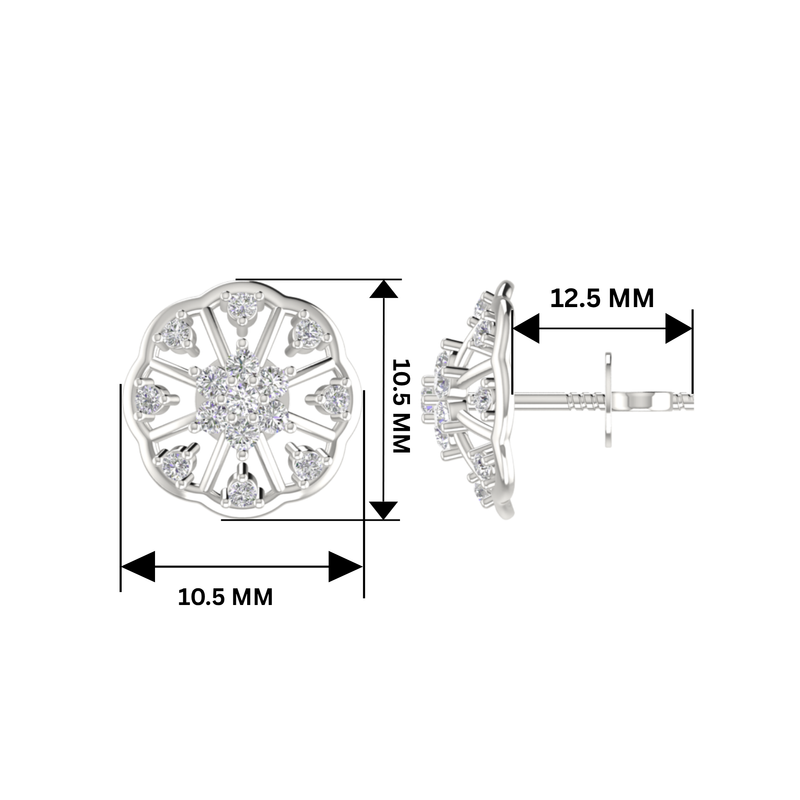 Floral Facet Platinum Plated Lab Grown Diamond Earrings