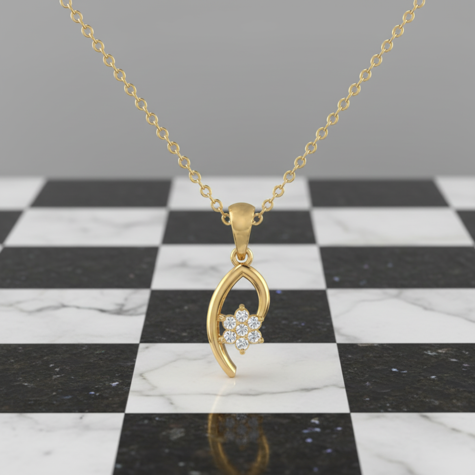 Serpentine Flora Gold Plated Lab Grown Diamond Pendant