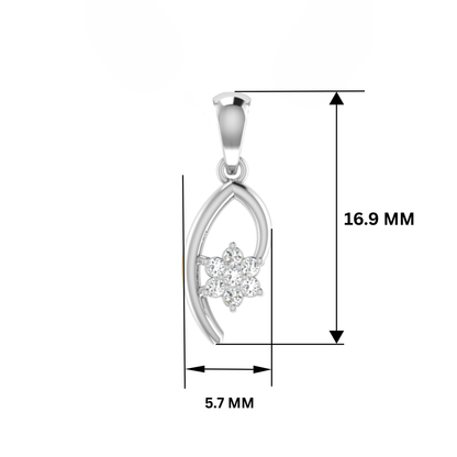 Curved Petal Platinum Plated Lab Grown Diamond Pendant