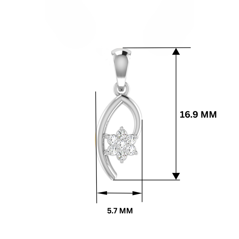 Curved Petal Platinum Plated Lab Grown Diamond Pendant