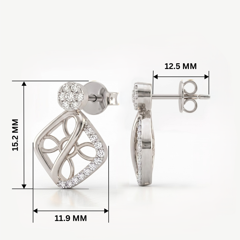 Swirl Lattice Platinum Plated Lab Grown Diamond Earrings