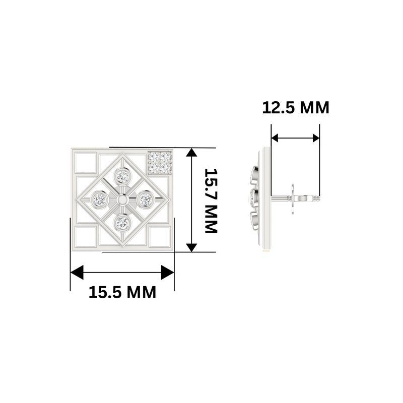 Tetris Tile Platinum Plated Lab Grown Diamond Earrings