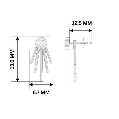 Linear Picket Platinum Plated Lab Grown Diamond Earrings