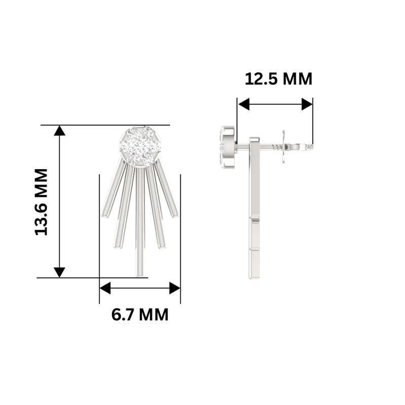 Linear Picket Platinum Plated Lab Grown Diamond Earrings