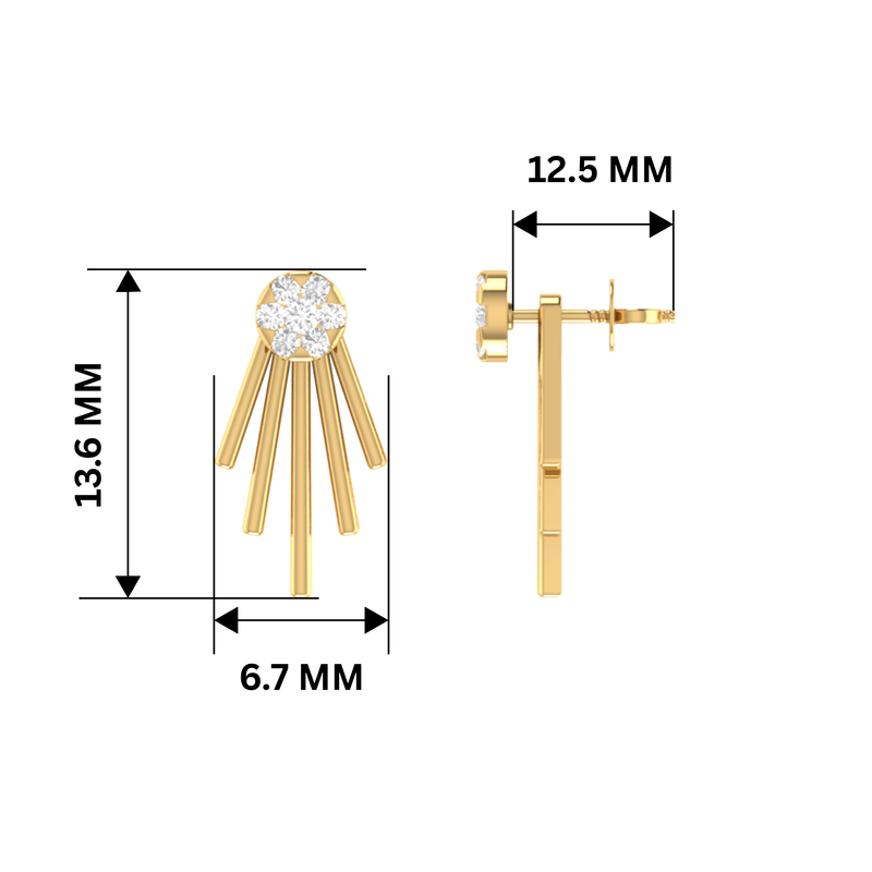 Astral Fringe Studs Gold Plated Lab Grown Diamond Earrings