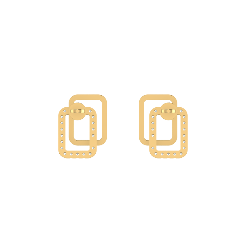 Bonded Aura Studs Gold Plated Lab Grown Diamond Earrings