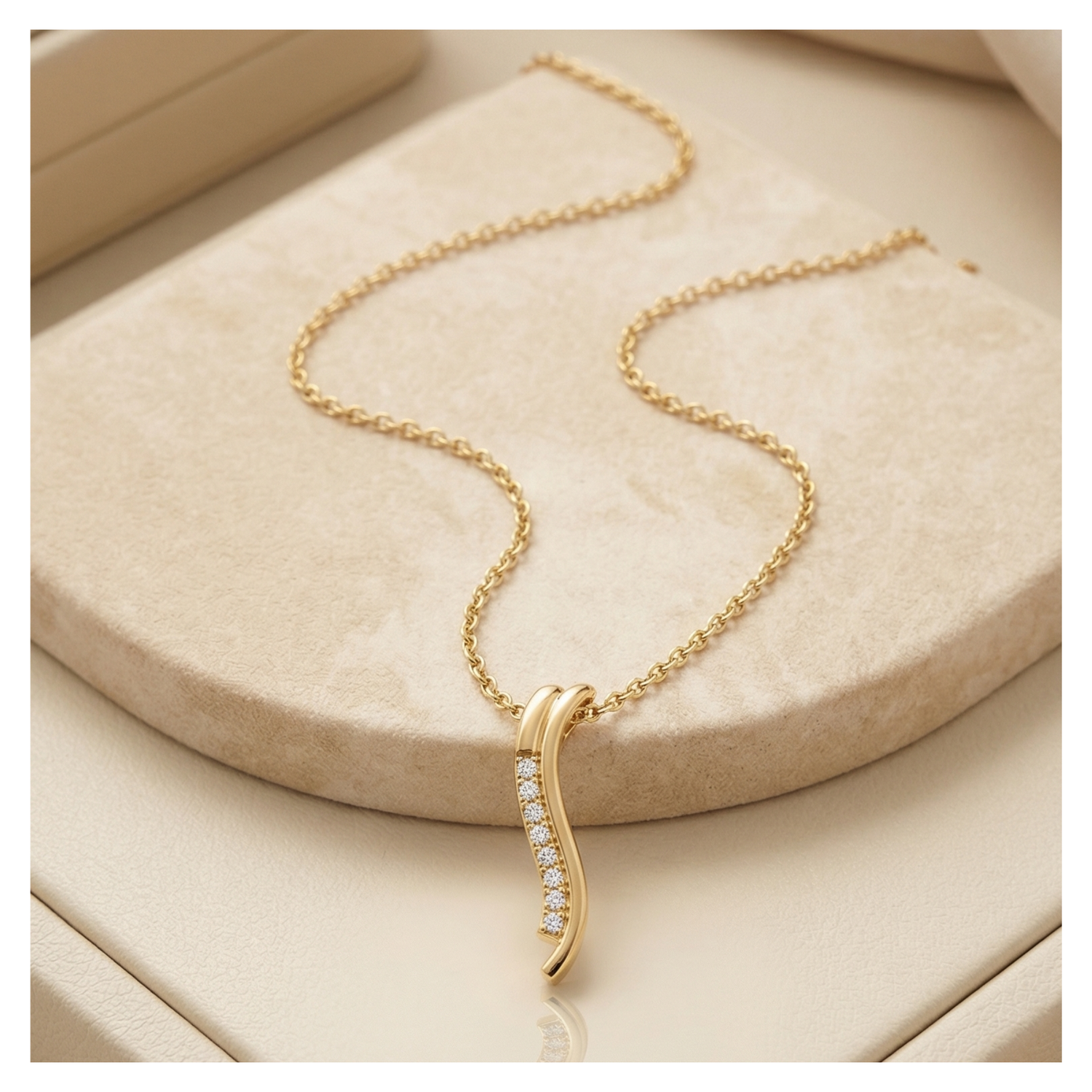 Shimmer Wave Gold Plated Lab Grown Diamond Pendant