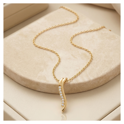 Shimmer Wave Gold Plated Lab Grown Diamond Pendant