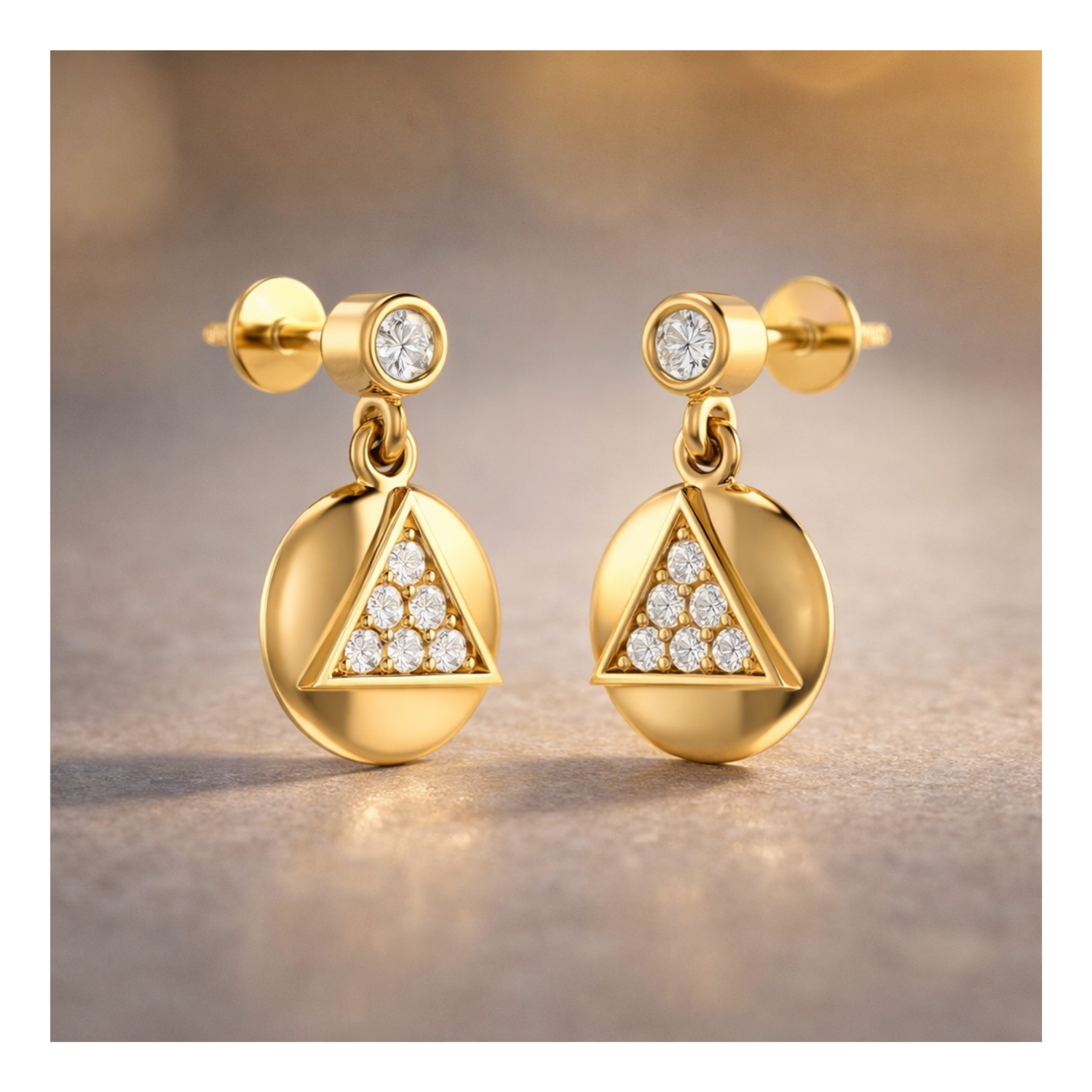 Trinity Medallion Gold Plated Lab Grown Diamond Earrings