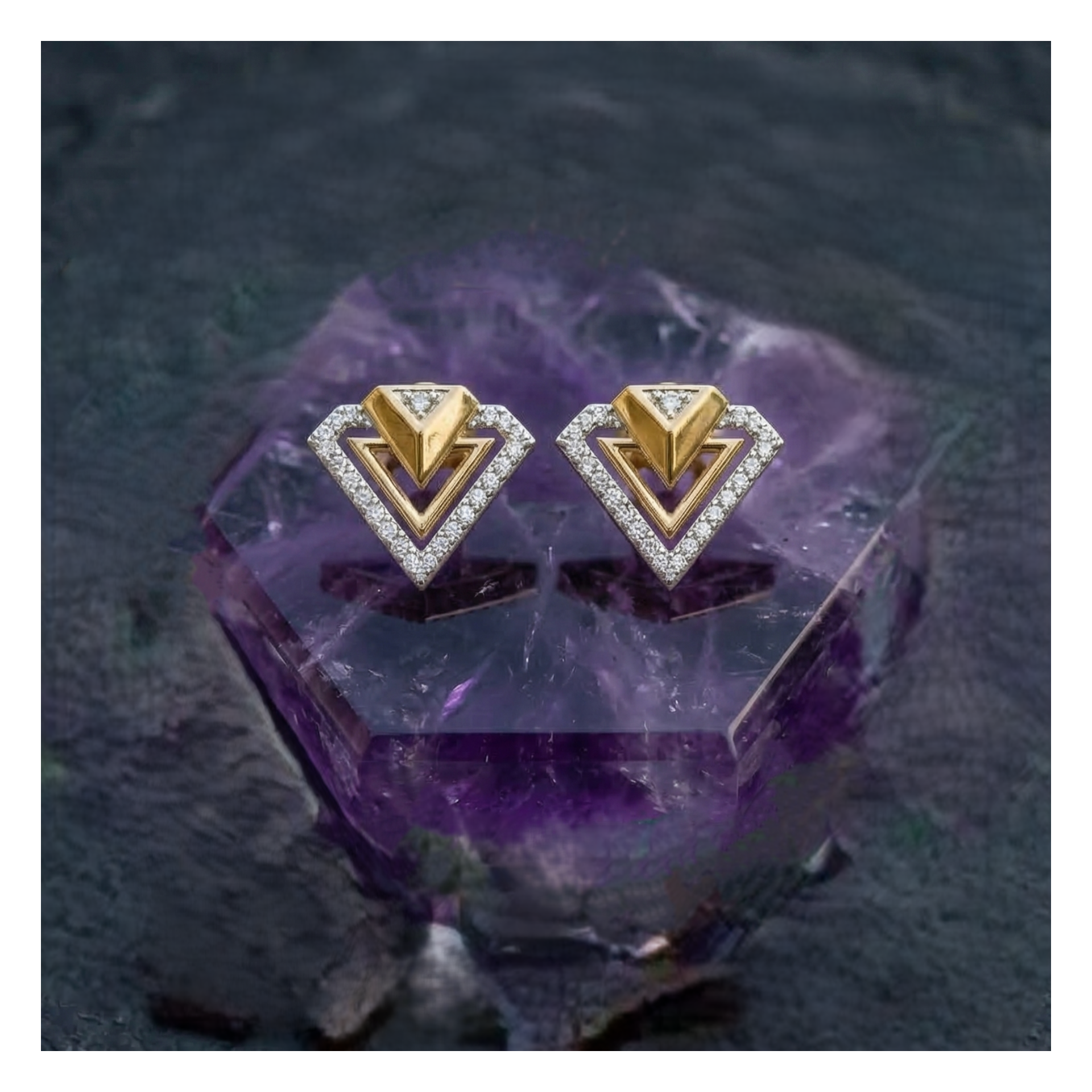Nexus Prism Gold Plated Lab Grown Diamond Earrings