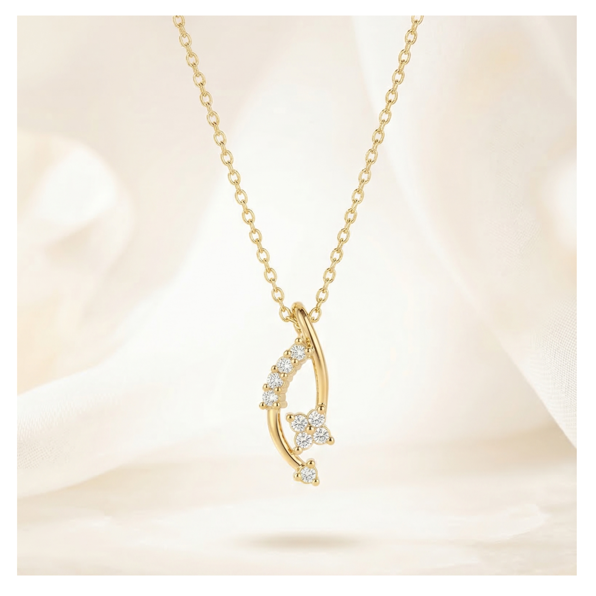 Serpentine Flora Gold Plated Lab Grown Diamond Pendant