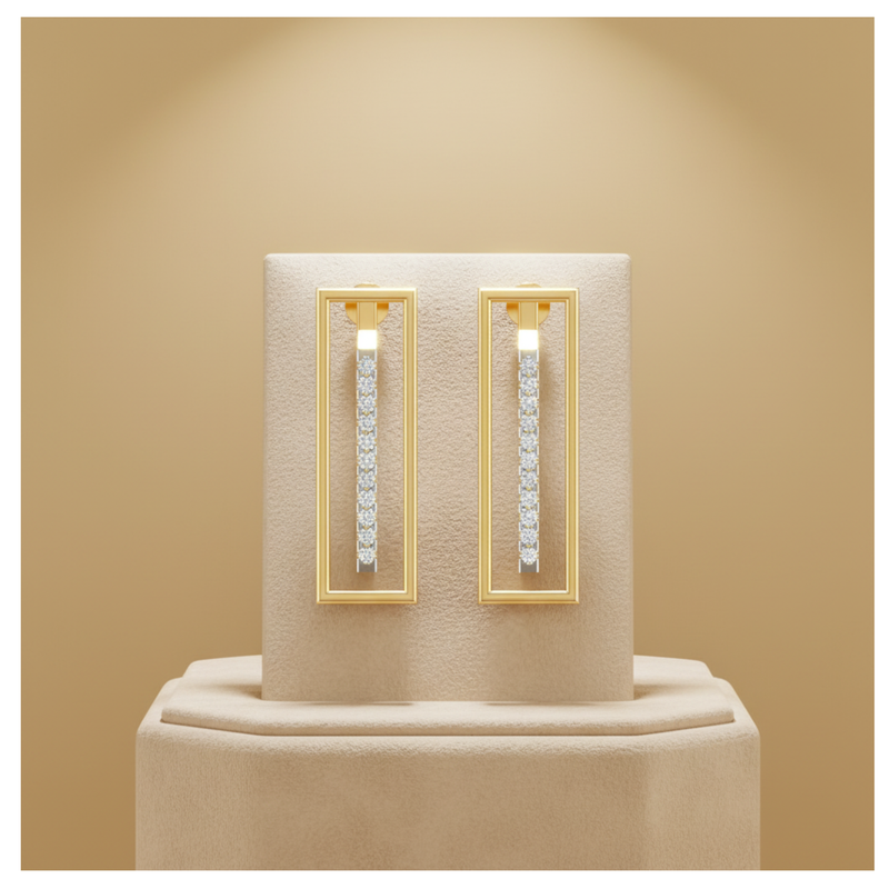 Structural Void Gold Plated Lab Grown Diamond Earrings