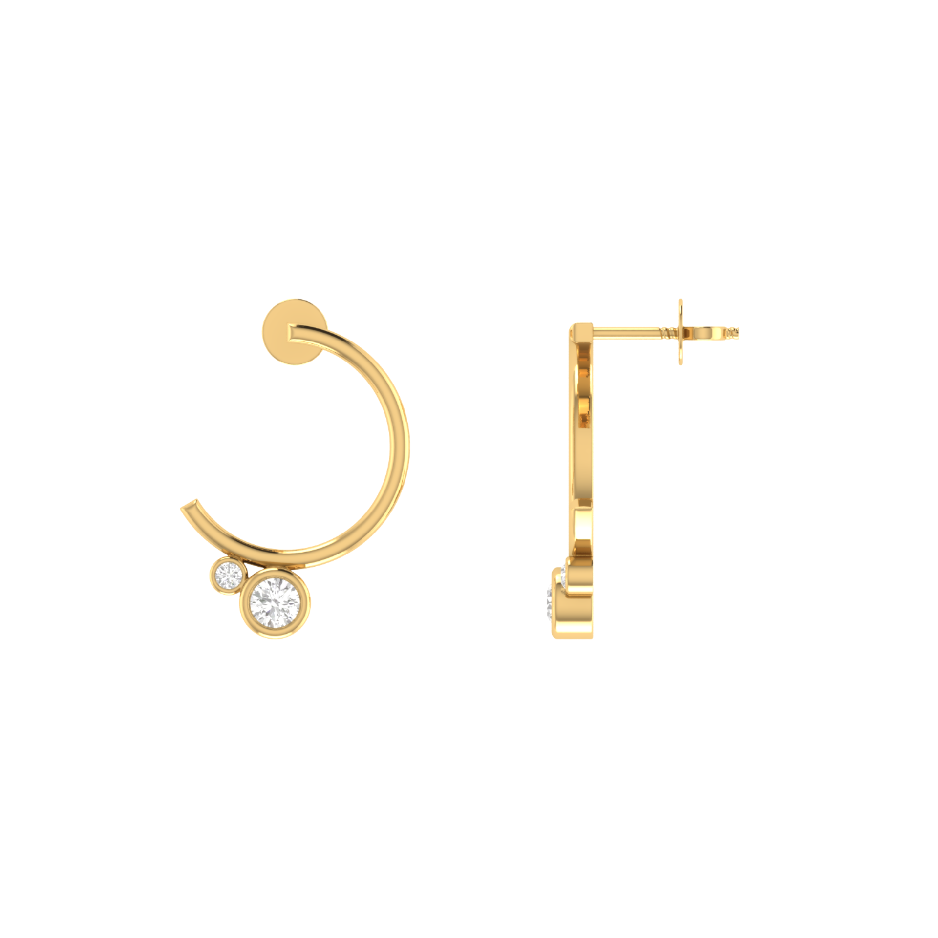 Lunar Orbiters Gold Plated Lab Grown Diamond Earrings