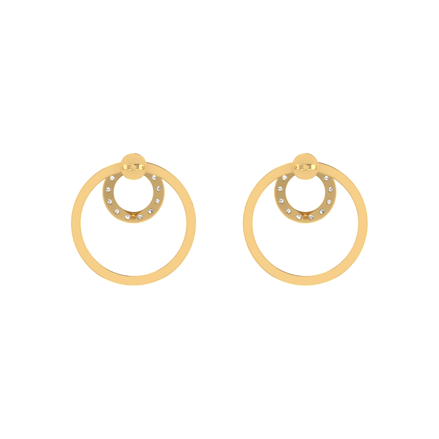 Concentric Halo Gold Plated Lab Grown Diamond Earrings