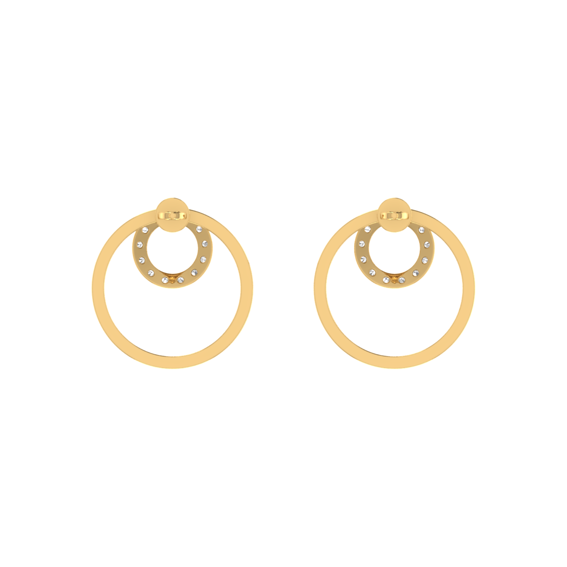 Concentric Halo Gold Plated Lab Grown Diamond Earrings
