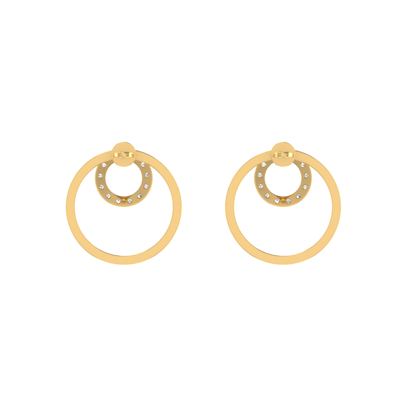 Concentric Halo Gold Plated Lab Grown Diamond Earrings