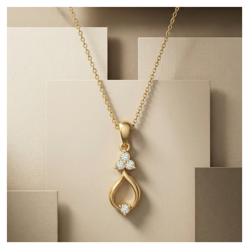 Mist Dewdrop Gold Plated Lab Grown Diamond Pendant