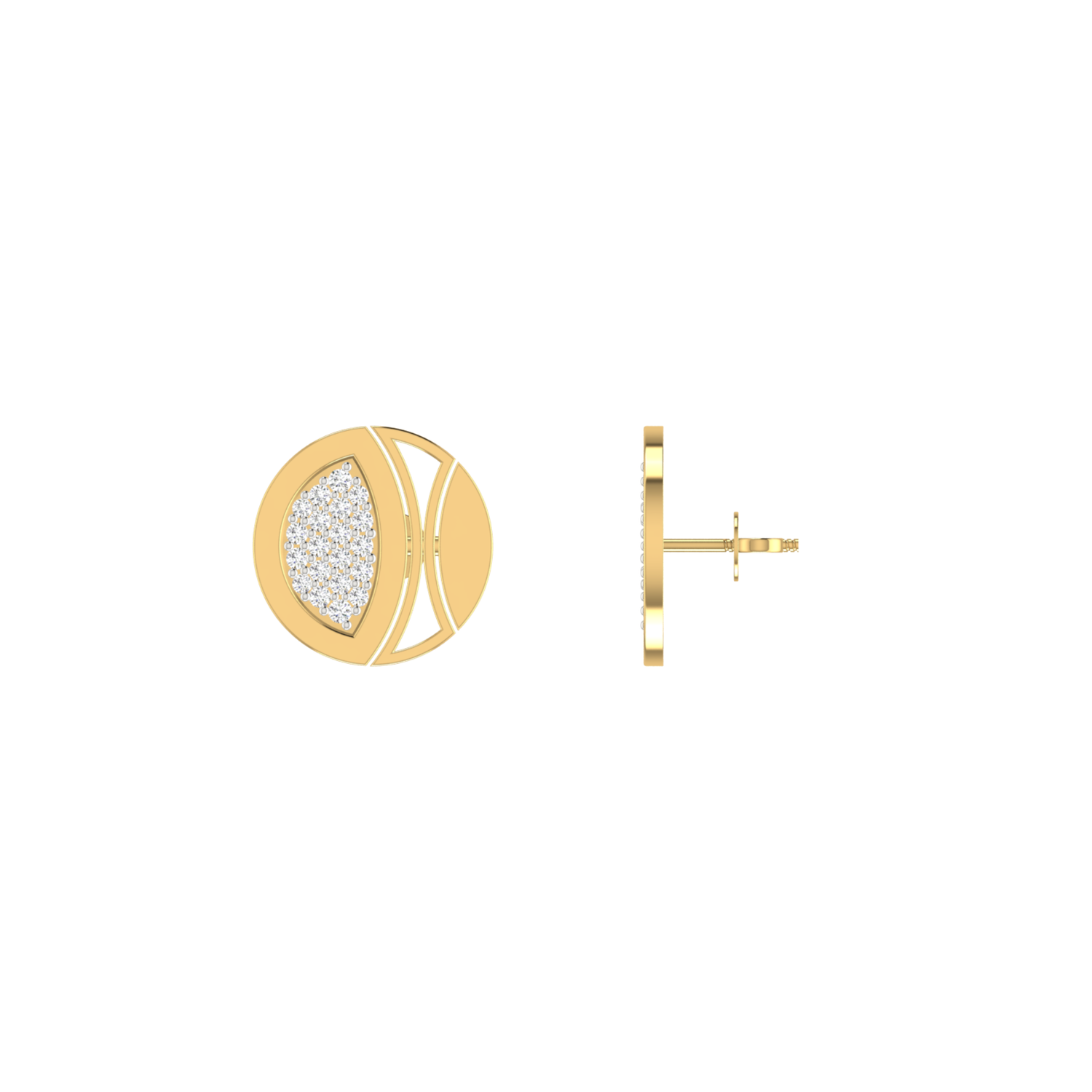 Mosaic Disc Studs Gold Plated Lab Grown Diamond Earrings
