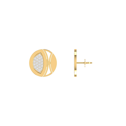Mosaic Disc Studs Gold Plated Lab Grown Diamond Earrings
