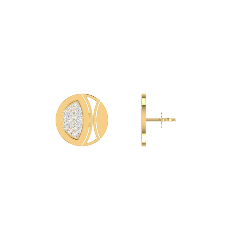 Mosaic Disc Studs Gold Plated Lab Grown Diamond Earrings