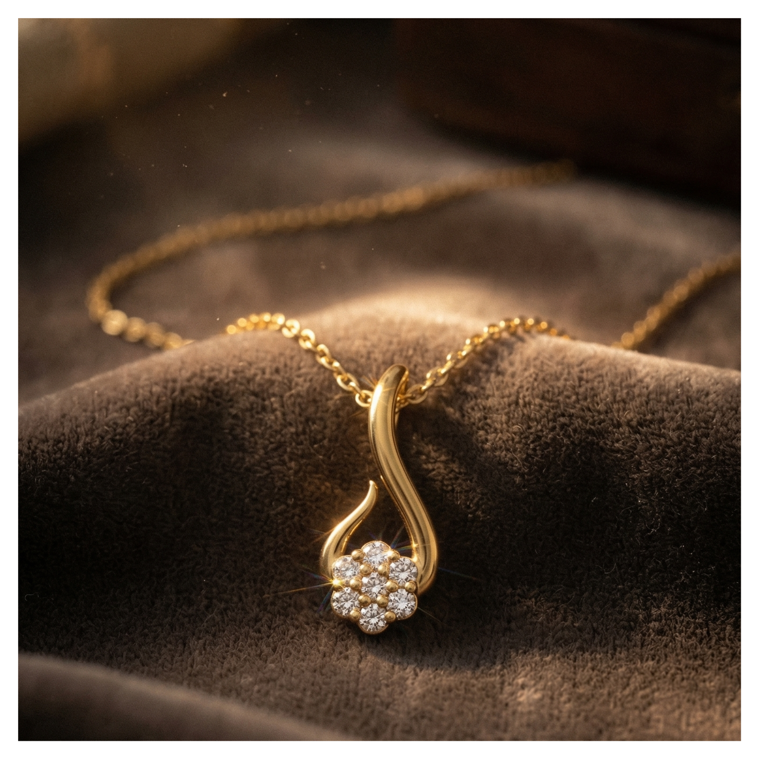 Cosmic Helix Gold Plated Lab Grown Diamond Pendant