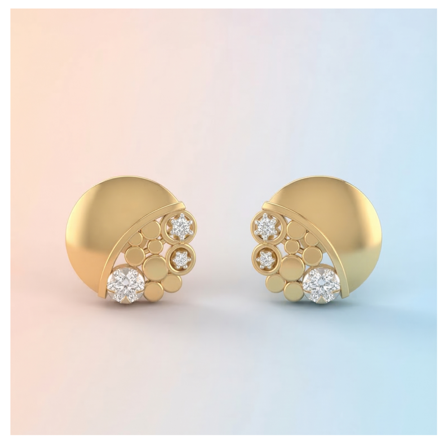 Orbital Array Studs Gold Plated Lab Grown Diamond Earrings