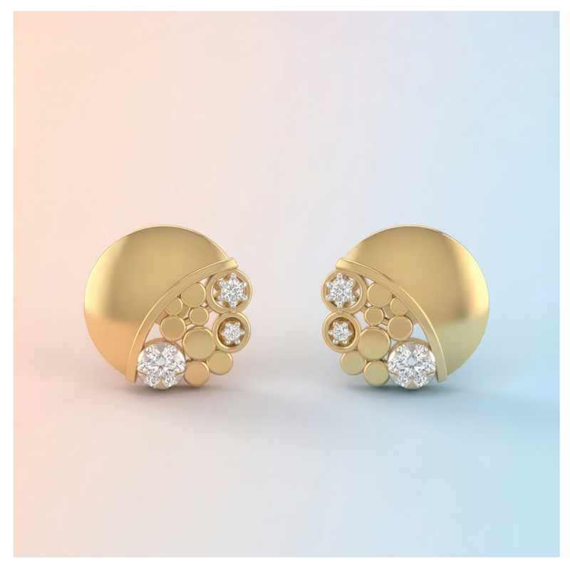 Orbital Array Studs Gold Plated Lab Grown Diamond Earrings