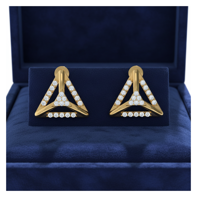 Equilibrium Hex Gold Plated Lab Grown Diamond Earrings