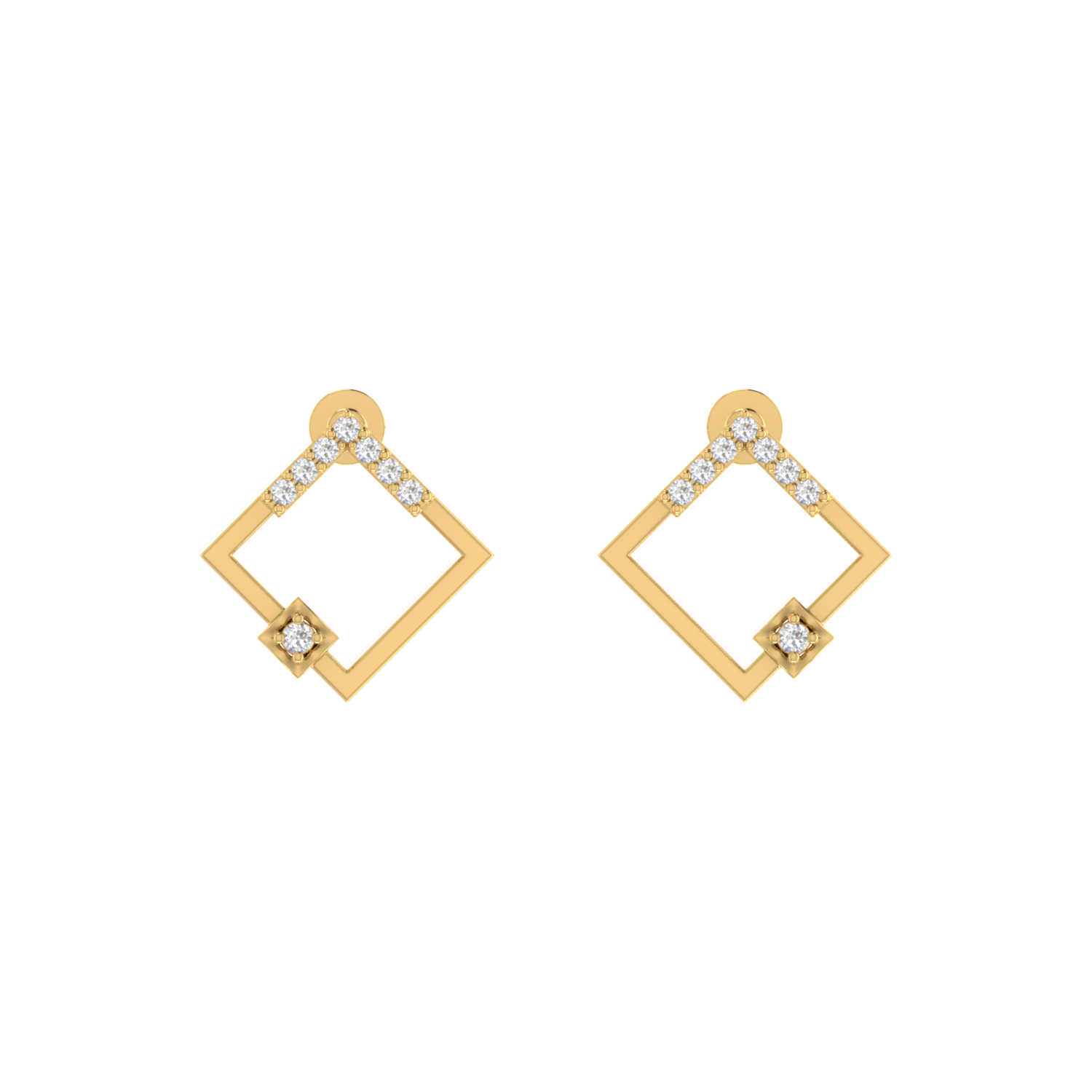 Lumina Grid Gold Plated Lab Grown Diamond Earrings