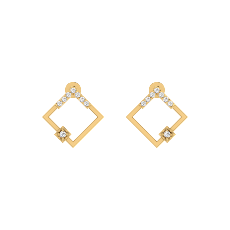 Lumina Grid Gold Plated Lab Grown Diamond Earrings