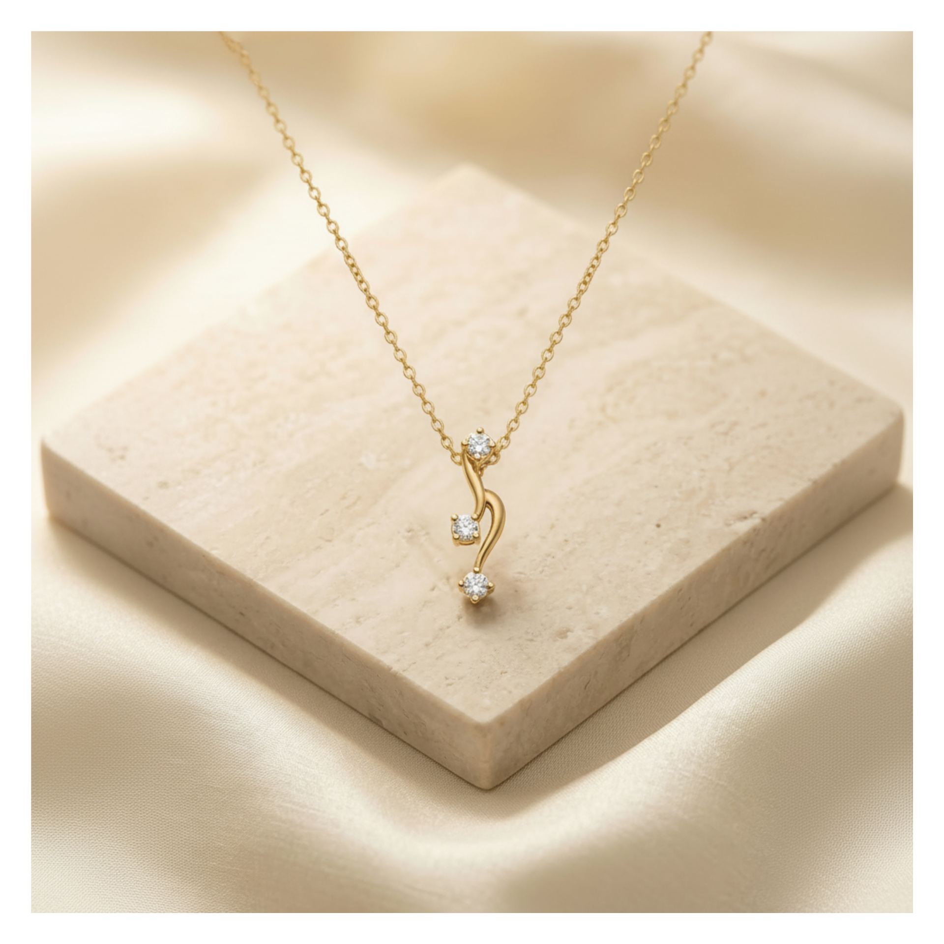 Kinetic Curve Gold Plated Lab Grown Diamond Pendant