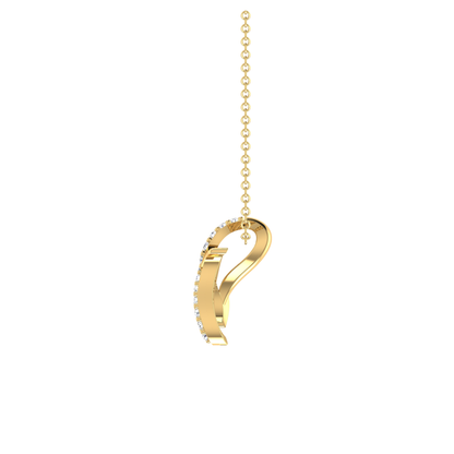 Lunar Crescent Swirl Gold Plated Lab Grown Diamond Pendant