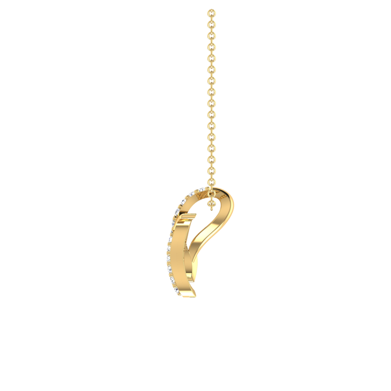 Lunar Crescent Swirl Gold Plated Lab Grown Diamond Pendant