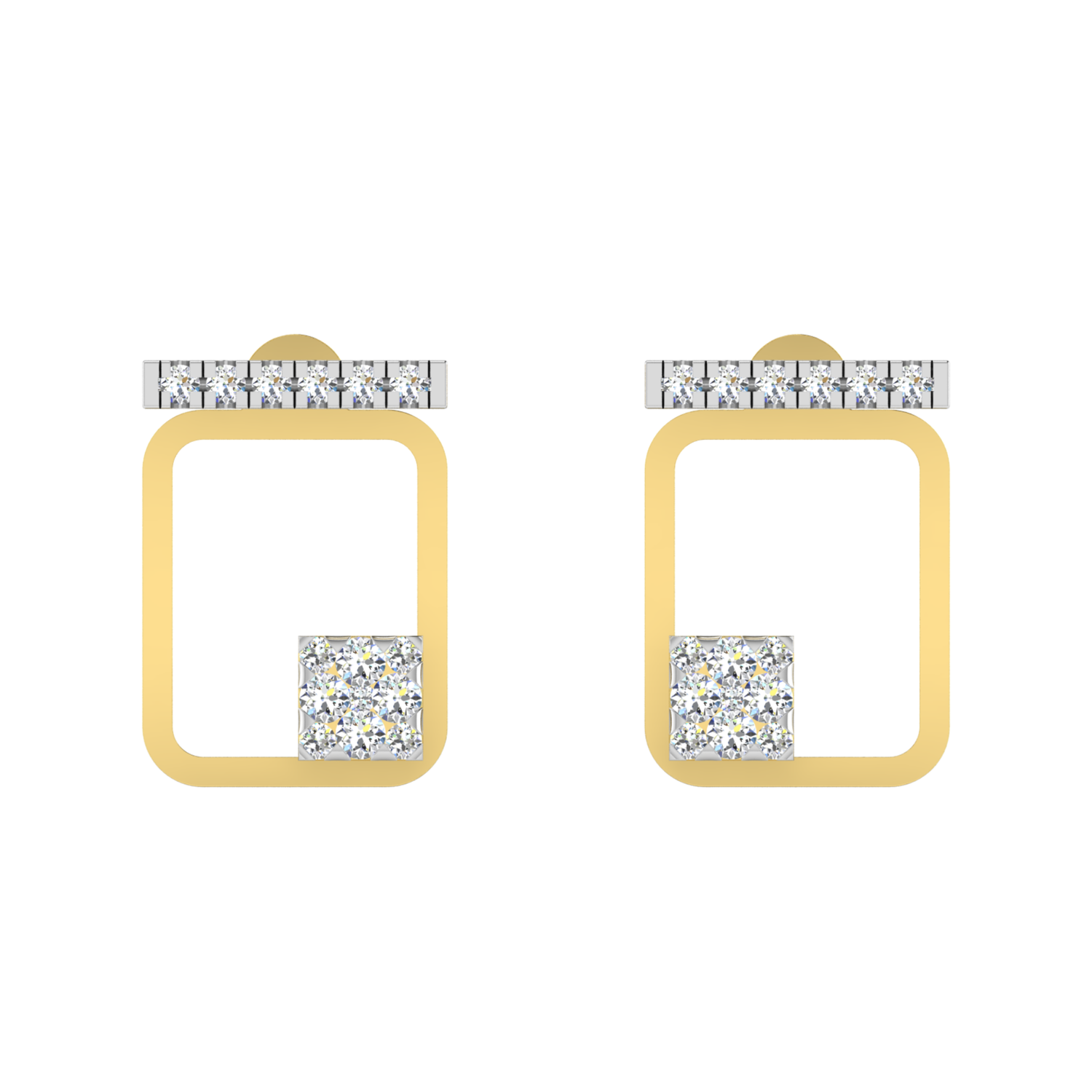 Aymmetrical Axis Studs Gold Plated Lab Grown Diamond Earrings