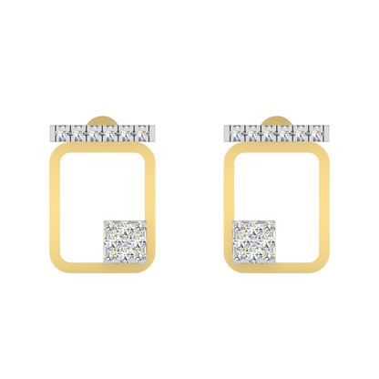 Aymmetrical Axis Studs Gold Plated Lab Grown Diamond Earrings