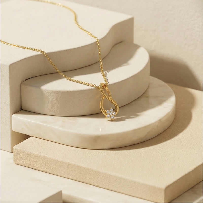 Jasmine Swirl Gold Plated Lab Grown Diamond Pendant