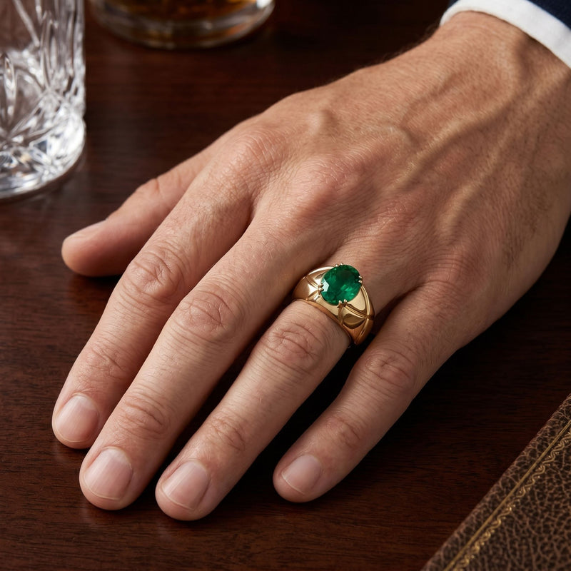 Emerald Lattice Lab Grown Gemstone Ring