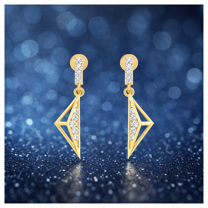 Interlock Aura Drops Gold Plated Lab Grown Diamond Earrings