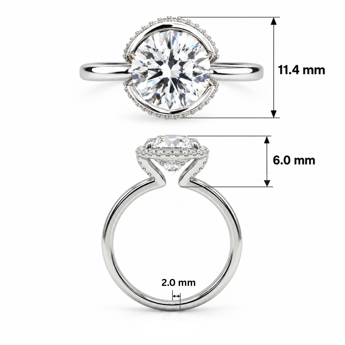 Sleek Halo Solitaire Lab Grown Diamond Ring