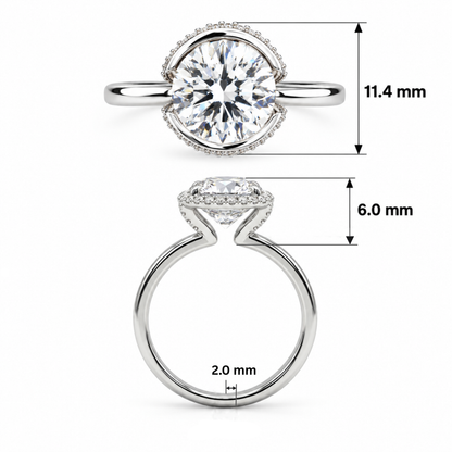 Sleek Halo Solitaire Lab Grown Diamond Ring