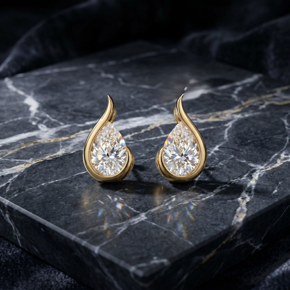 Astraea’s Peak  Solitaire Lab Grown Diamond Earrings