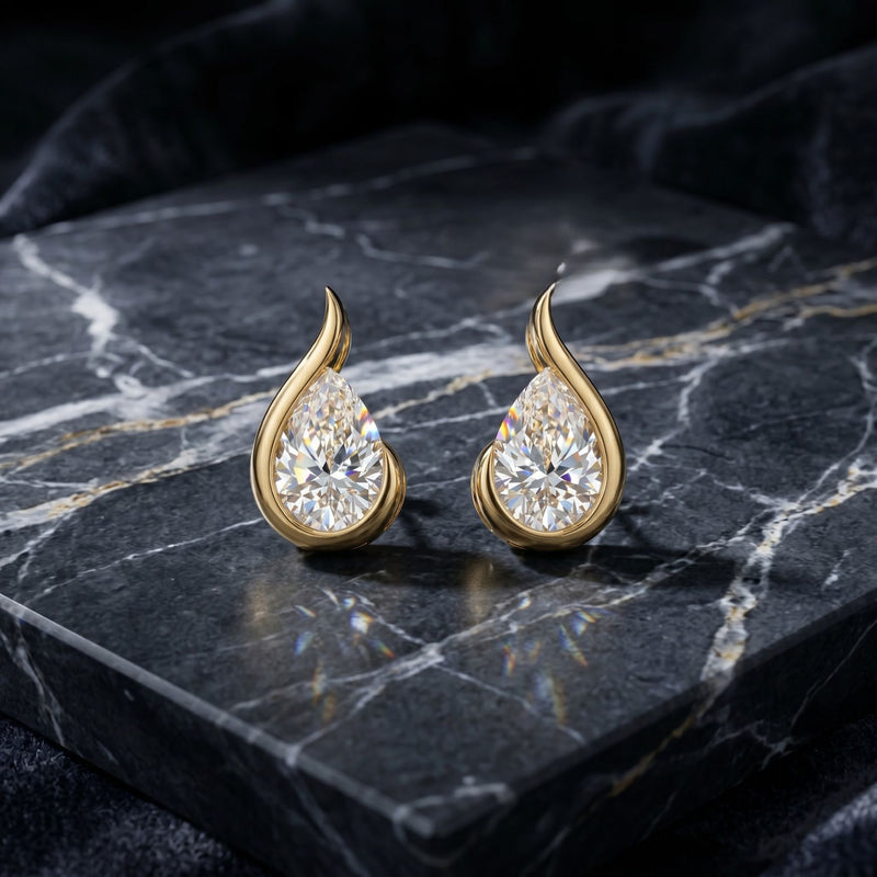 Astraea’s Peak  Solitaire Lab Grown Diamond Earrings