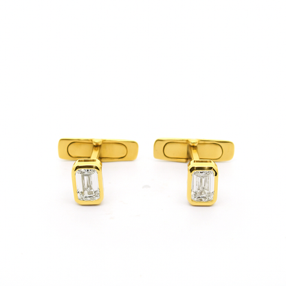 Bezel Set Emerald Cut Lab Grown Diamond Cufflinks
