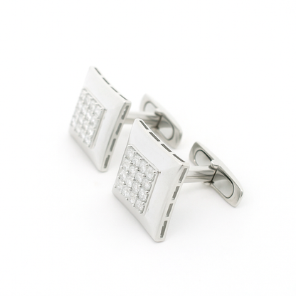 Grid Cuff Lab Grown Diamond Cufflinks