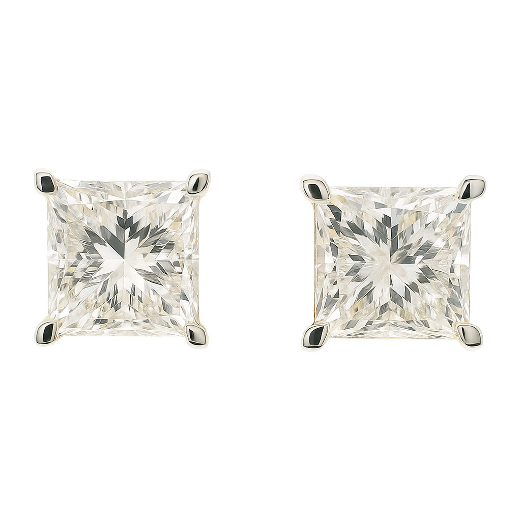 Radiant Square Solitaire Lab Grown Diamond Earrings