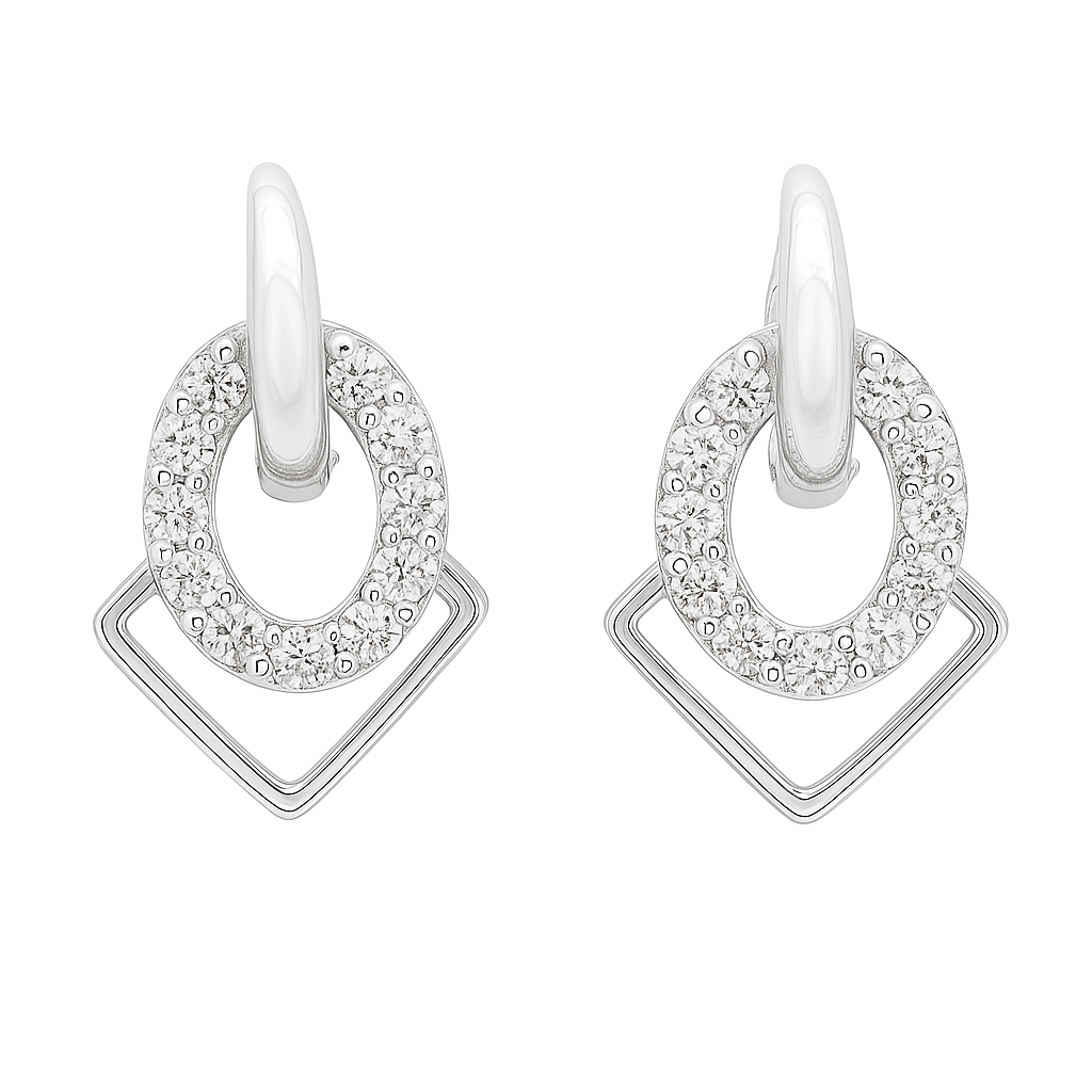 Twinkling Angular Lab Grown Diamond Earrings